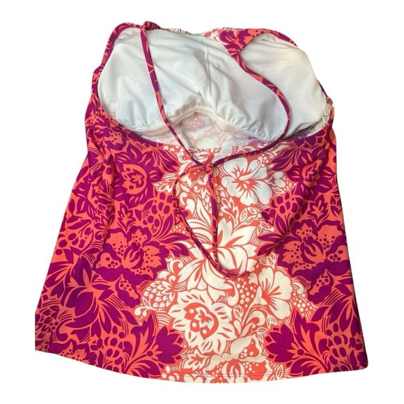 Lauren Ralph Lauren Women's Hawaiian High-Neck Swim Tankini Top Pink Size 8 - Picture 4 of 7